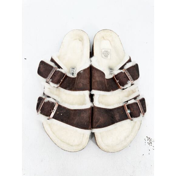 Birkenstock‎ Arizona Shearling Sandal Habana Waxy Leather Oiled EU 42 US 9-95